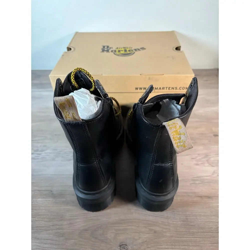 Dr.‎ Martens Jadon Black Leather Platform Boots Side Zip Chunky Quad Sole Mens 6